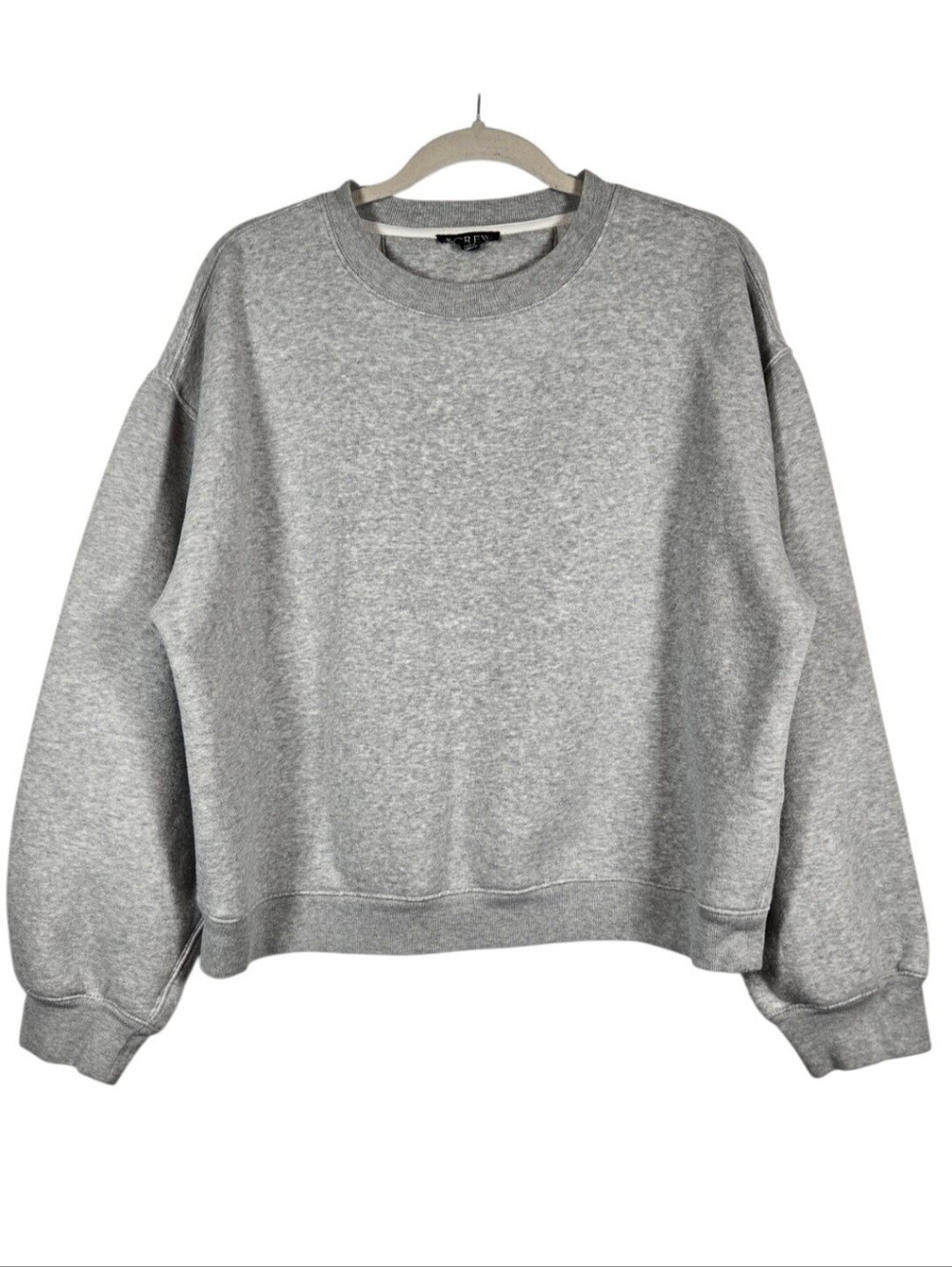 J. Crew Heritage Fleece Crop Gray Heather Crew Neck Sweatshirt Size Large